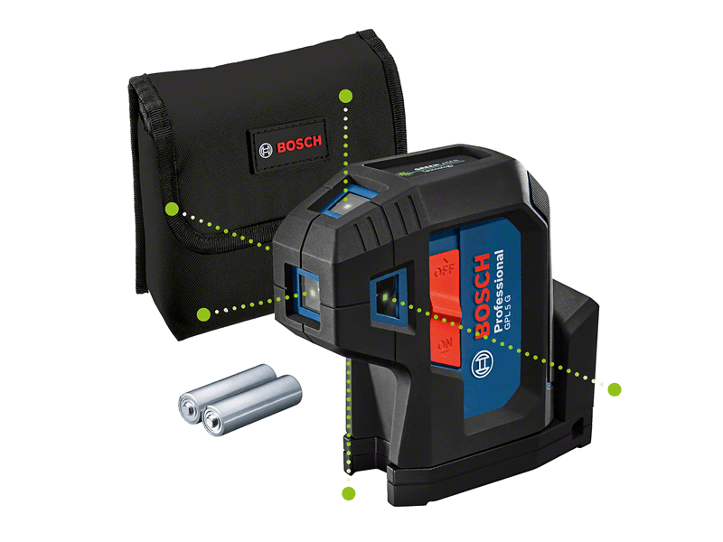 Točkovni laser Bosch GPL 5 G, -10 – 45 °C, 1/4, 2 x 1,5 V LR6, 0601066P00
