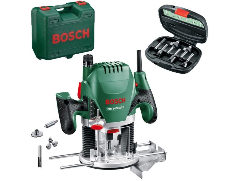 Namizni rezkalnik Bosch POF 1400 ACE + 6 rezkarjev, 1.400W, 55mm, 3.5kg, 060326C801