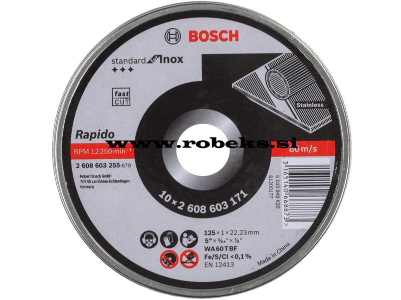 Ravna rezalna plošča Bosch Standard for Inox - Rapido