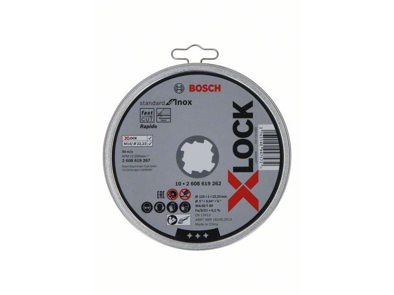 X-LOCK Bosch Bosch Standard for Inox, ravna, Pakiranje: 10kosov, Dimenzije:  10x125x1x22,23mm, 2608619267