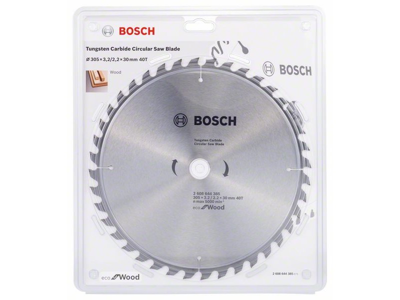 Žagin list za krožno žago Bosch eco for Wood, Dimenzije: 305x3,2/2,2x30mm, 40 Zob, 2608644385