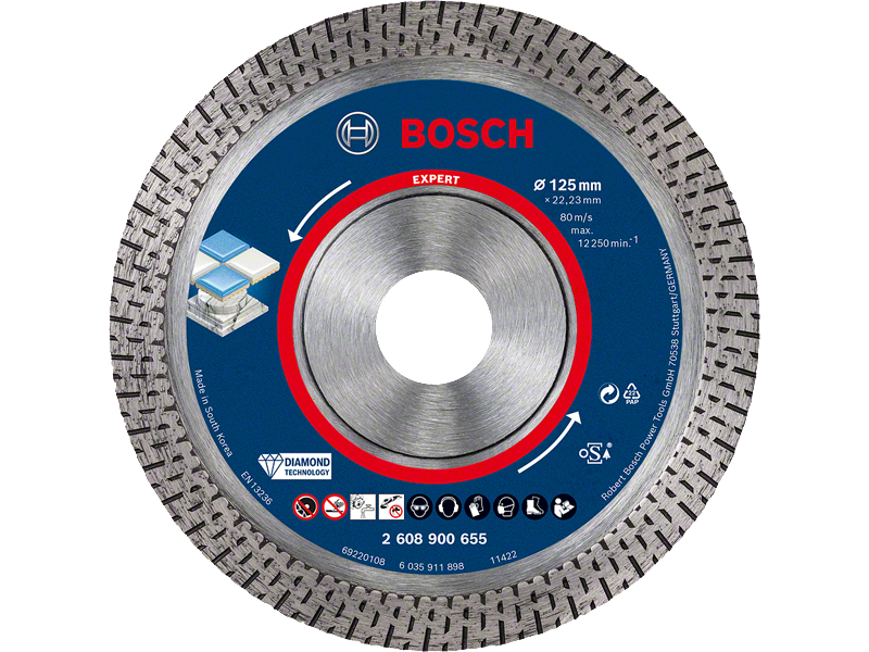 Diamantna rezalna plošča Bosch Standard for Ceramic, Dimenzije: 125x22.23x1.4x10mm, 2608900655