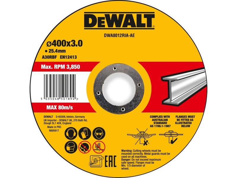 Rezalna plošča DeWalt, KOVINA, dimenzije: 400x3x25,4mm DWA8012RIA