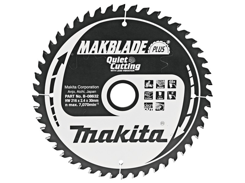 TCT MAKBlade Plus žagin list Makita, Dimenzije: 216x2,4x30mm, Zob: 48, B-32465