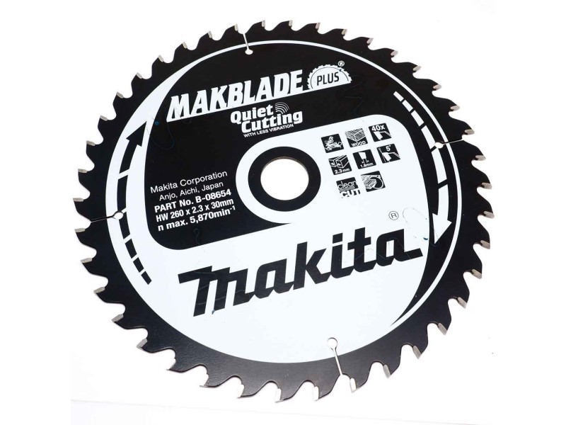 TCT MAKBlade Plus žagin list Makita, Dimenzije: 260x2,3x30mm, Zob: 40, B-32487
