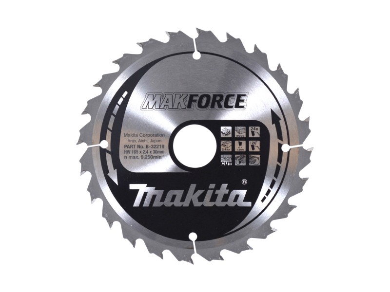 TCT MAKForce žagin list Makita, Dimenzije: 165x2,4x30mm, Zob: 24, B-32219