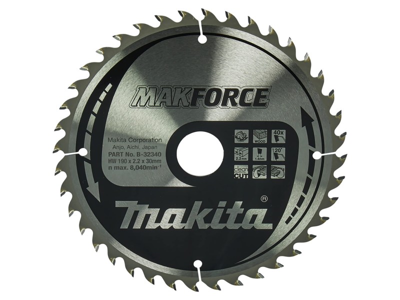 TCT MAKForce žagin list Makita, Dimenzije: 190x2,2x30mm, Zob: 24, B-32340
