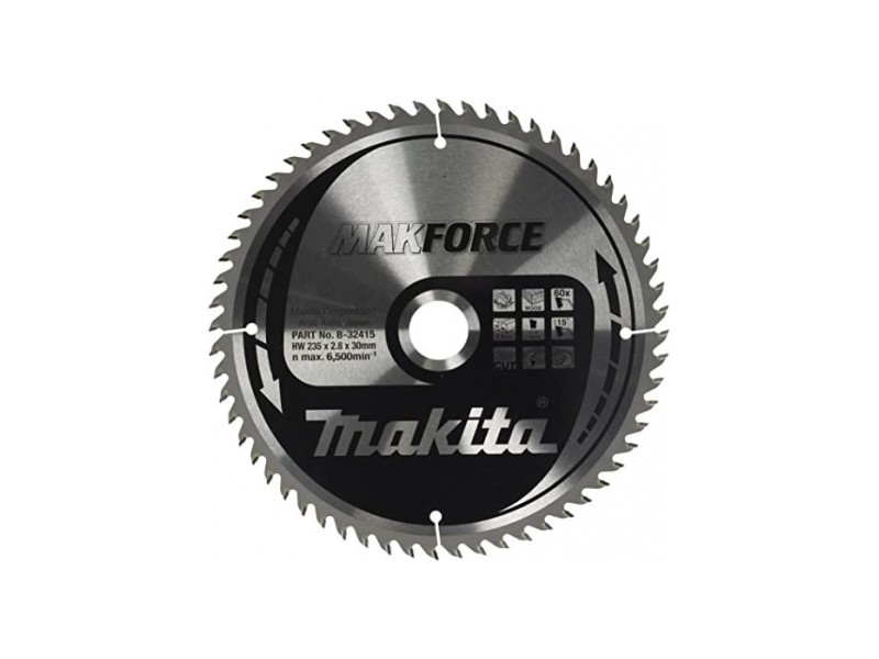TCT MAKForce žagin list Makita, za les, Dimenzije: 235x2,8x30mm, Zob: 60, B-32415