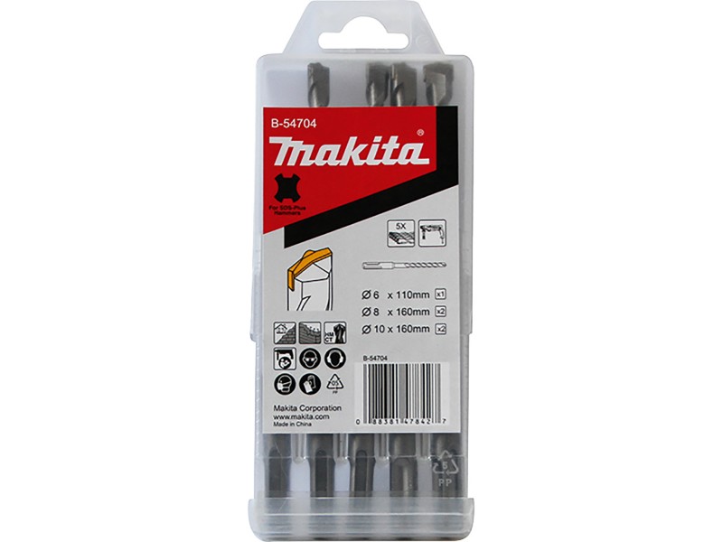 5-delni set TCT svedrov Makita SDS-Plus, 6x110mm, 2x(8,10) x160mm, B-54704