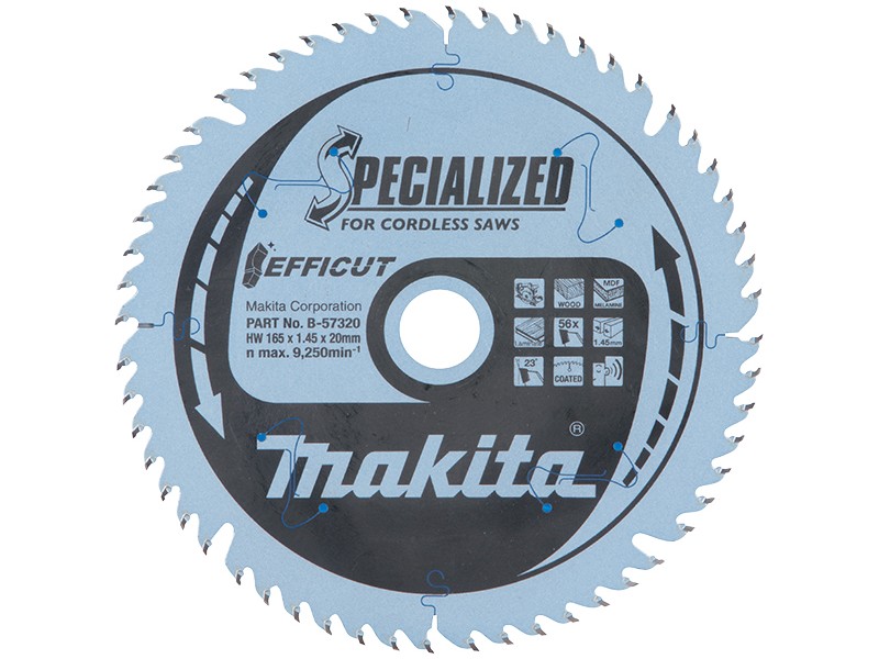 Žagin list Makita TCT Specialized, Efficut, Dimenzije: 165x20mm, Zob: 56, B-57320