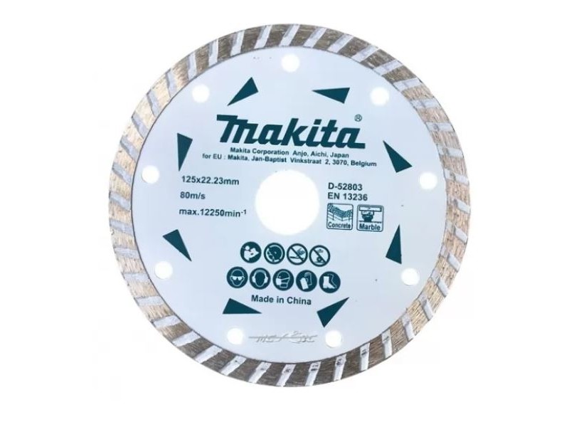 Diamantna plošča Makita, val, beton, marmor, Dimenzije: 125x7x22,23mm, D-52803