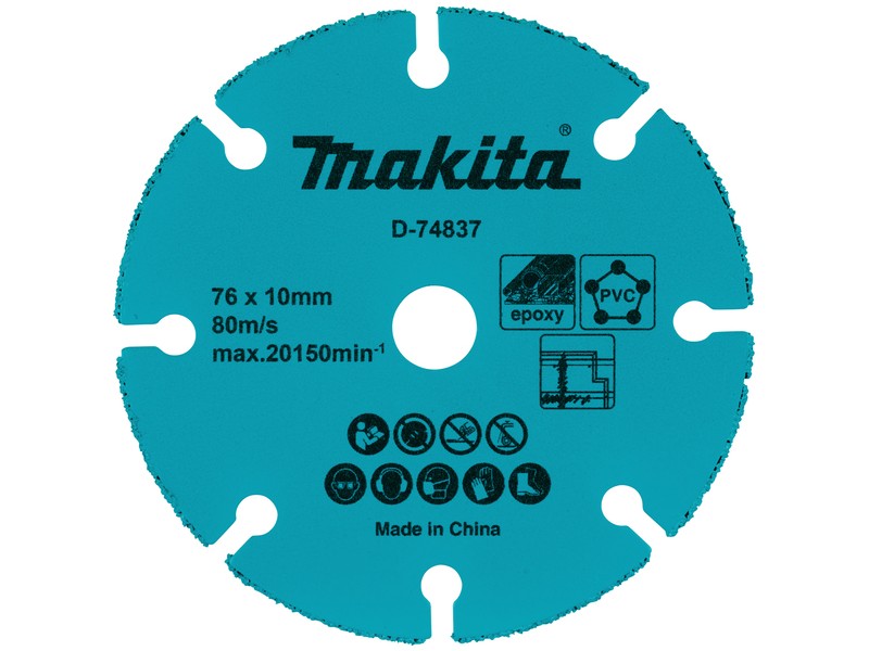 Rezalna plošča Makita z robom Volfram. karbida, za PVC, plastiko, les, Dimenzije: 76x10mm, D-74837