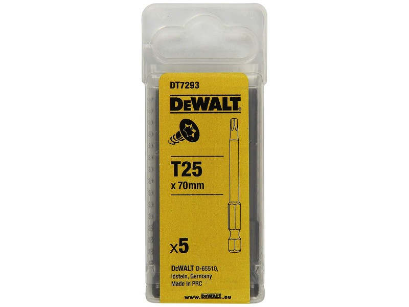 Torx vijačni nastavki Dewalt DT7293, T25, Dolžina: 70mm, Pakiranje:  5 kos.