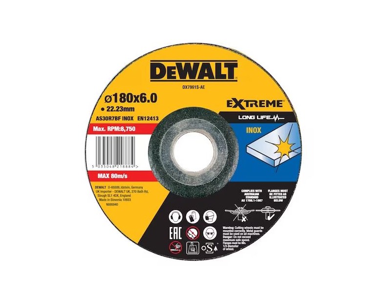 Rezalna plošča DeWalt, Dimenzije: 180x6x22,23mm, DX7961S