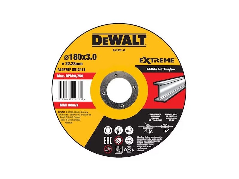 Rezalna plošča DeWalt, Dimenzije: 180x3x22,23mm, DX7967