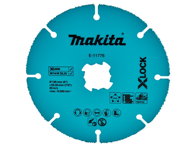 Rezalna plošča z robom iz volframovega karbida Makita, X-LOCK, Dimenzije: 125x22,23mm, E-11776