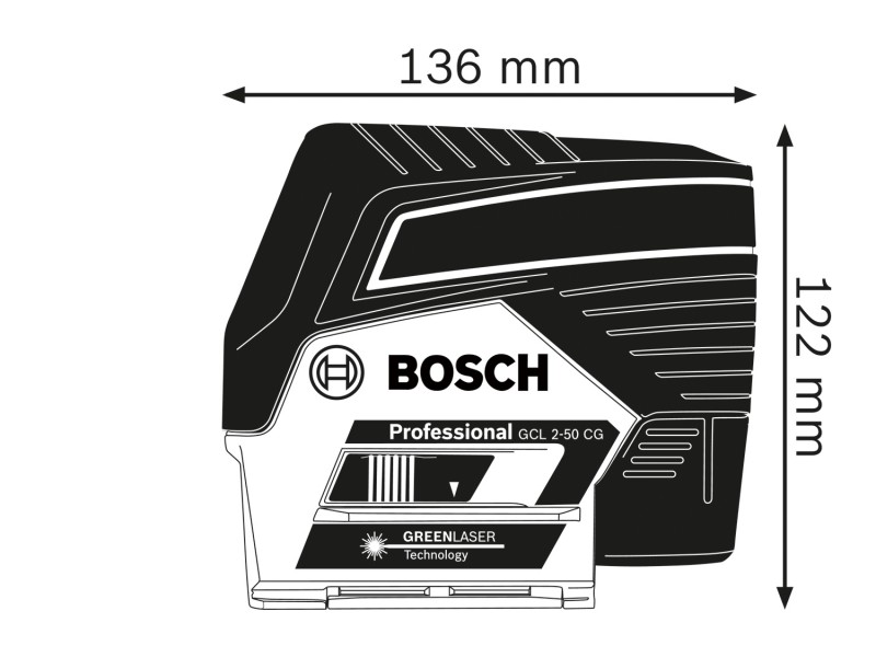 Kombinirani laser Bosch GCL 2-50 CG v kovčku L-Boxx, Bluetooth, 500-540nm,  0.6kg, 0601066H03