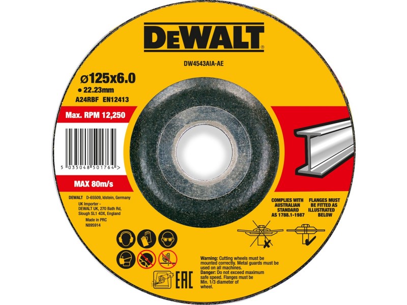 Brusilni disk DeWalt, INOX, dimenzije: 115x6x22,23mm DWA4514SIA