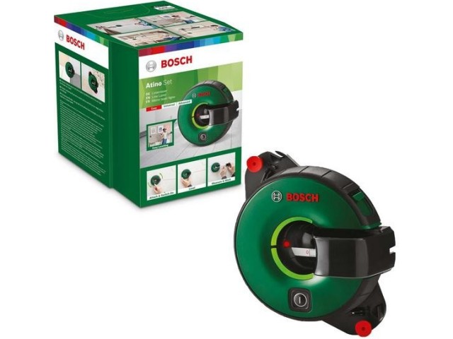 Linijski laser Bosch Atino, 1×1,5V LR6 (AA), 1,5 m, 630 – 650 nm, 0,42 kg, 0603663A01
