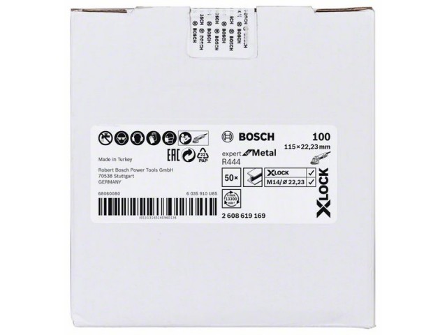 X-LOCK Bosch Vlaknena brusilna plošča, Bosch Expert for Metall, Dimenzije: 115x22,23mm, Zrnatost: 100, 2608619169