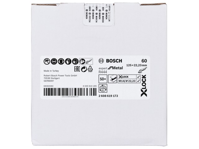 X-LOCK Bosch Vlaknena brusilna plošča, Bosch Expert for Metall, Pakiranje: 50kos, Dimenzije: 125x22,23mm, Zrnatost: 60, 2608619173