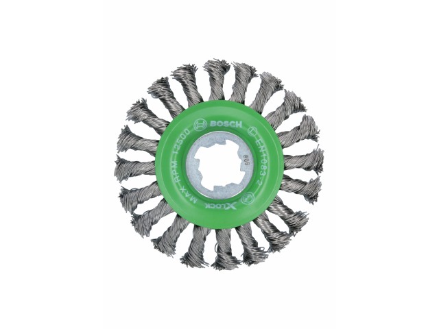 X-LOCK Bosch Kolutna ščetka, pletena žica iz nerjavečega jekla, Dimenzije: 115x0,5mm, 2608620733