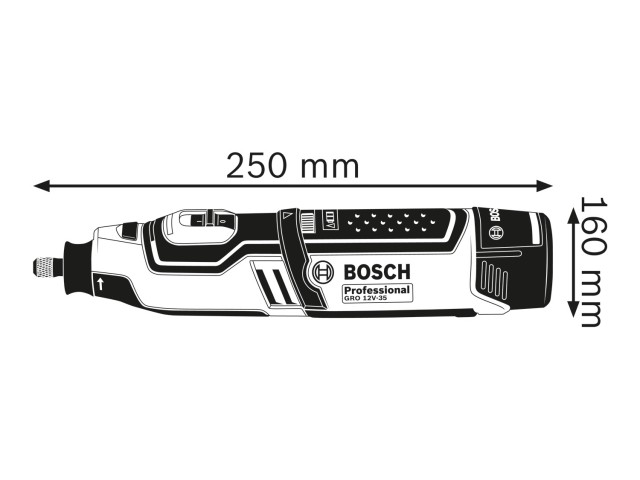 Akumulatorsko rotacijsko orodje Bosch GRO 12V-35 v L-Boxx, 12V, 3.2mm, 1.1kg, 06019C5001
