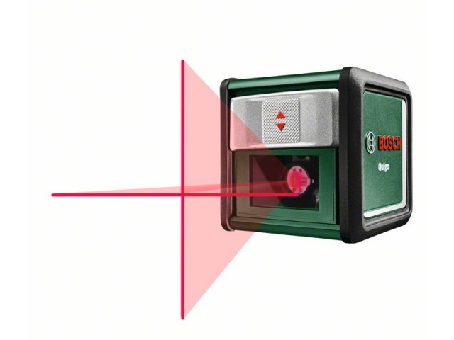 Križni laser Bosch Quigo III v kovinski škatli,  2x 1,5-V-LR03 (AAA), 635Nm, Razred: 2, ±0,8 mm/m, 1/4