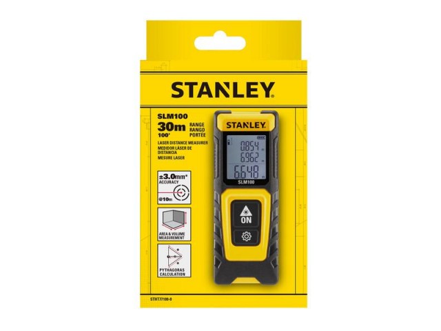 Laserski merilnik razdalje Stanley SLM100 STHT77100-0, 30m, rdeč, 70g