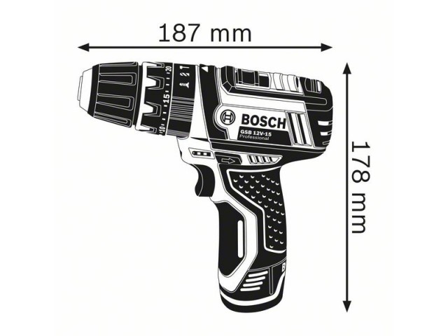 Akumulatorski udarni vrtalni vijačnik Bosch GSB 12V-15, 12V, 7mm, 1kg, 06019B6920