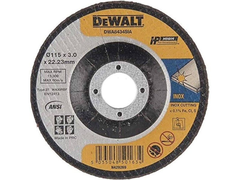 Rezalna plošča DeWalt, INOX,  Dimenzije: 115x3x22,23mm DWA8434SIA