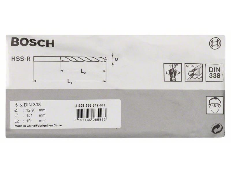Sveder za kovino, Bosch HSS-R, DIN 338 12,9 x 101 x 151 mm