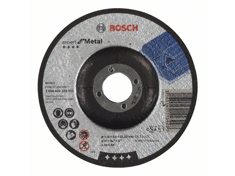 Kolenasta rezalna plošča Bosch Expert for Metal A 30 S BF, Pakiranje: 25kos, Dimenzije: 125x22,23x2,5mm, 2608600221