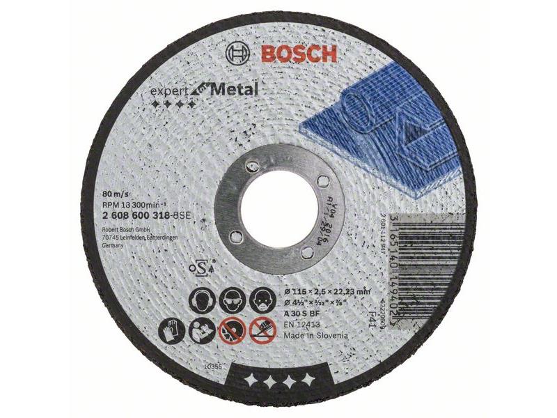 Ravna rezalna plošča Bosch Expert for Metal A 30 S BF, Pakiranje: 25kos, Dimenzije: 115x22,23x2,5mm, 2608600318