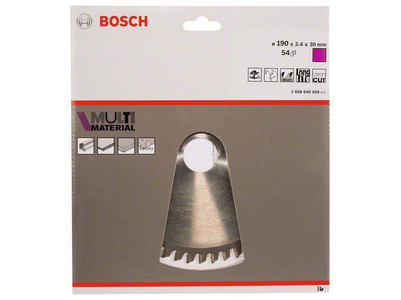 List krožne žage Bosch Multi Material, Dimenzije: 190x30x2,4mm, Zob: 54, 2608640509
