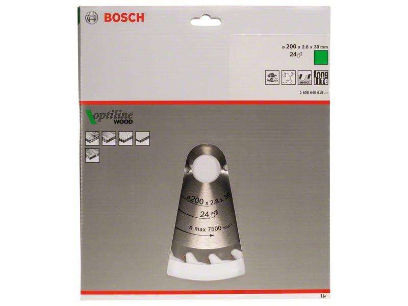 List krožne žage Bosch Optiline Wood, Dimenzije: 200x30x2,8mm, Zob: 24, 2608640618