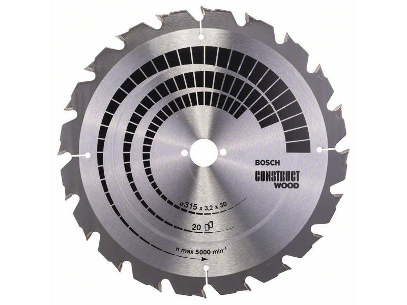List krožne žage Bosch Construct Wood, Dimenzije: 315x30x3,2mm, Zob: 20, 2608640691