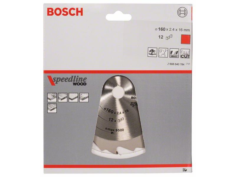 List krožne žage Bosch Speedline Wood, Dimenzije: 160x16x2,4mm, Zob: 12, 2608640784
