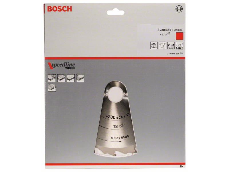 List krožne žage Bosch Speedline Wood, Dimenzije: 230x30x2,6mm, Zob: 18, 2608640804