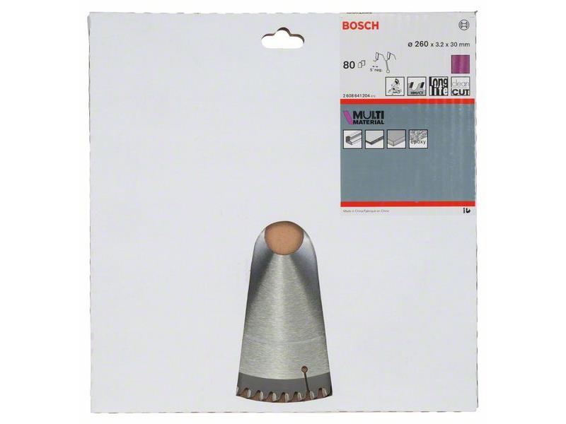 List krožne žage Bosch Multi Material, Dimenzije: 260x30x3,2mm, Zob: 80, 2608641204
