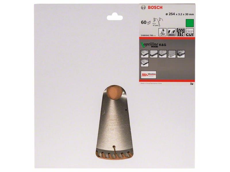 List krožne žage Bosch Optiline Wood, Dimenzije: 254x30x3,2mm, Zob: 60, 2608641765