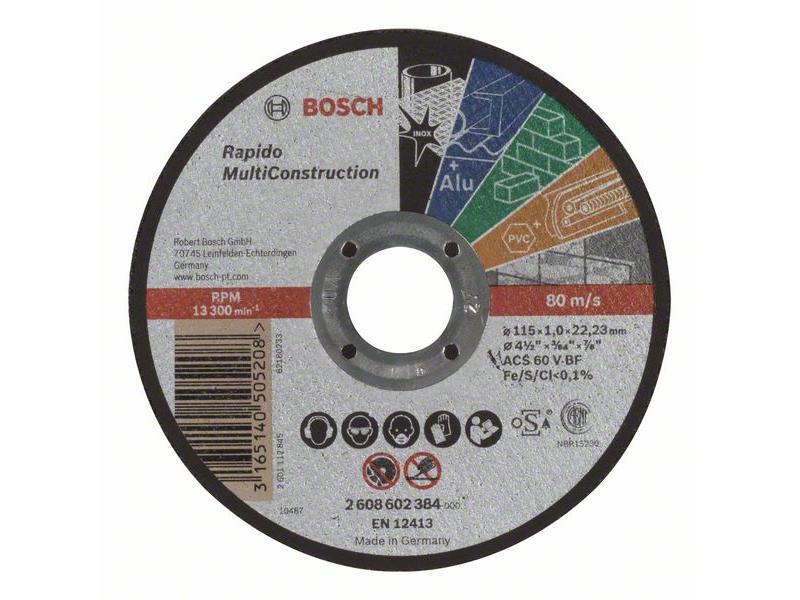 Ravna rezalna plošča Bosch Rapido Multi Construction ACS 60 V BF, Pakiranje: 25kos, Dimenzije: 115x22,23x1mm, 2608602384