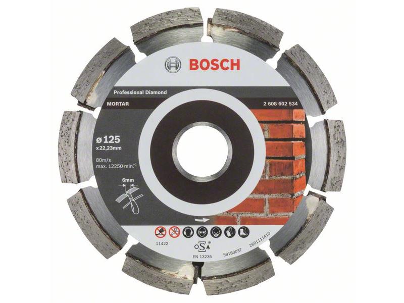 Rezkar za fuge Bosch Expert for Mortar, Dimenzije: 125x6x7x22,23mm, 2608602534