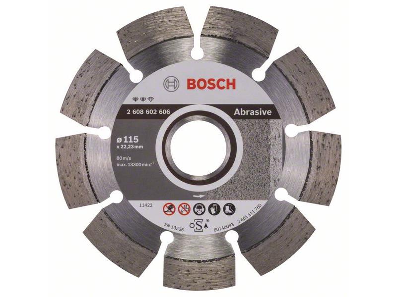 Diamantna rezalna plošča Bosch Expert for Abrasive, Dimenzije: 115x22,23x2,2x12mm, 2608602606