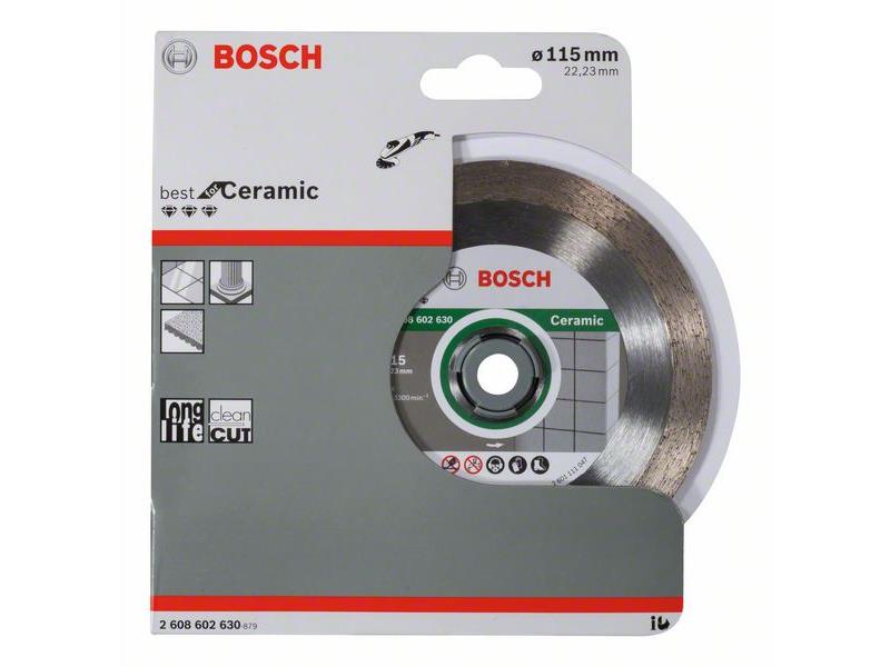 Diamantna rezalna plošča Bosch Best for Ceramic, Dimenzije: 115x22,23x1,8x10mm, 2608602630