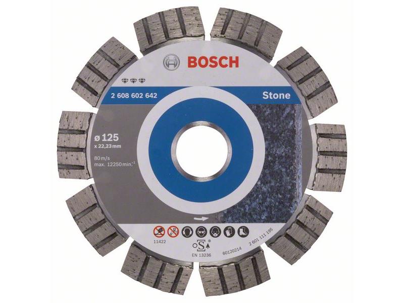 Diamantna rezalna plošča Bosch Best for Stone, Dimenzije: 125x22,23x2,2x12mm, 2608602642