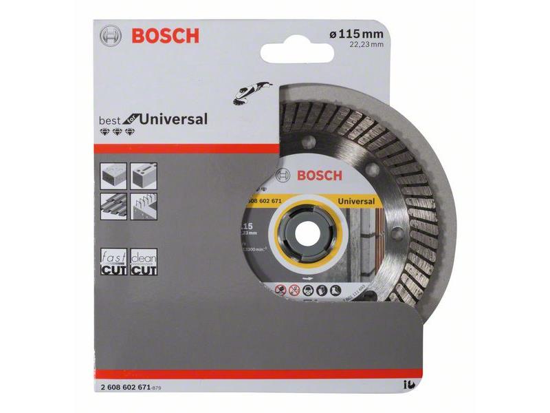 Diamantna rezalna plošča Bosch Best for Universal Turbo, Dimenzije: 115x22,23x2,2x12mm, 2608602671
