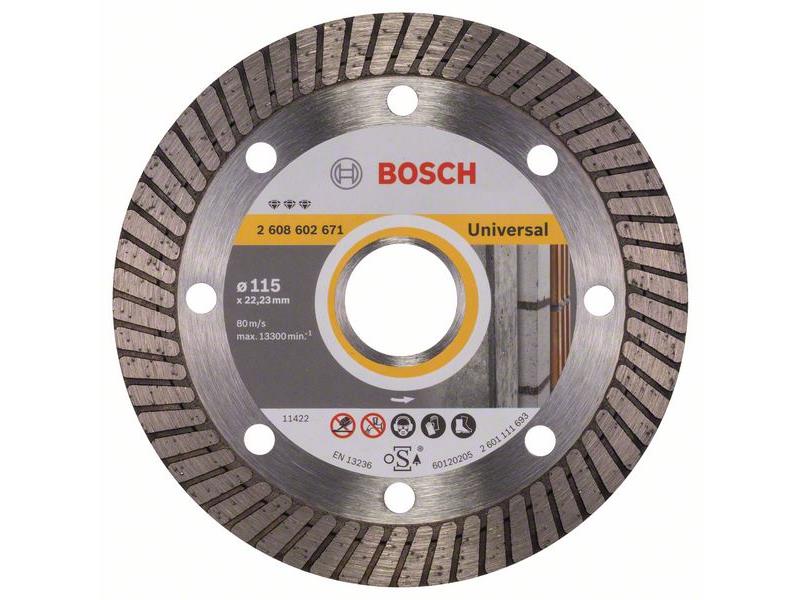 Diamantna rezalna plošča Bosch Best for Universal Turbo, Dimenzije: 115x22,23x2,2x12mm, 2608602671