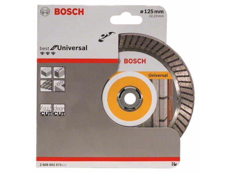 Diamantna rezalna plošča Bosch Best for Universal Turbo, Dimenzije: 125x22,23x2,2x12mm, 2608602672