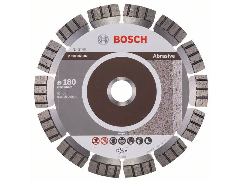 Diamantna rezalna plošča Bosch Best for Abrasive, Dimenzije: 180x22,23x2,4x12mm, 2608602682